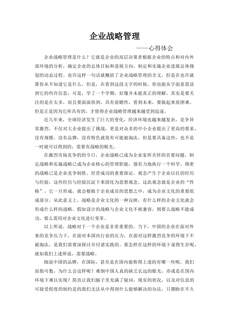 企业战略管理心得_第1页