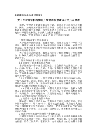 企业效益审计论文-企业审计管理论文