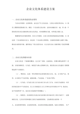 企业文化体系建设方案