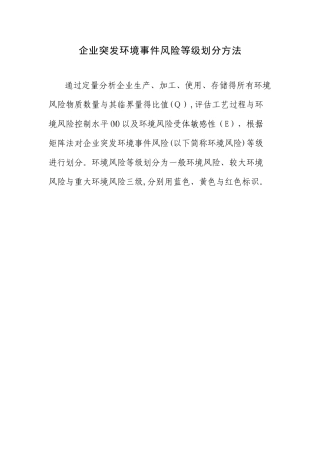 企业突发环境事件风险等级划分方法