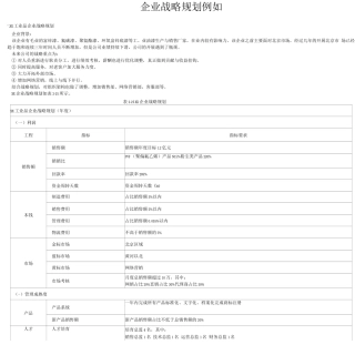 企业经营管理年度战略目标表模板