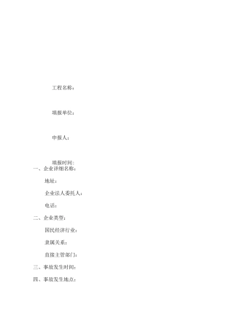 企业职工因工死亡事故调查报告书提纲