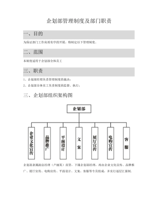 企划部部门管理制度