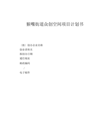 众创空间项目计划书