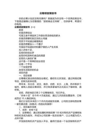 众筹项目策划书