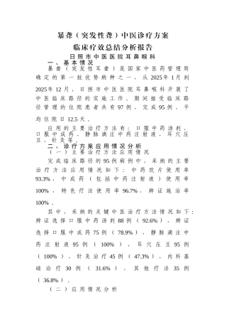 优势病种总结--耳鼻喉