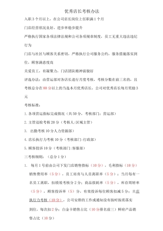 优秀店长考核办法