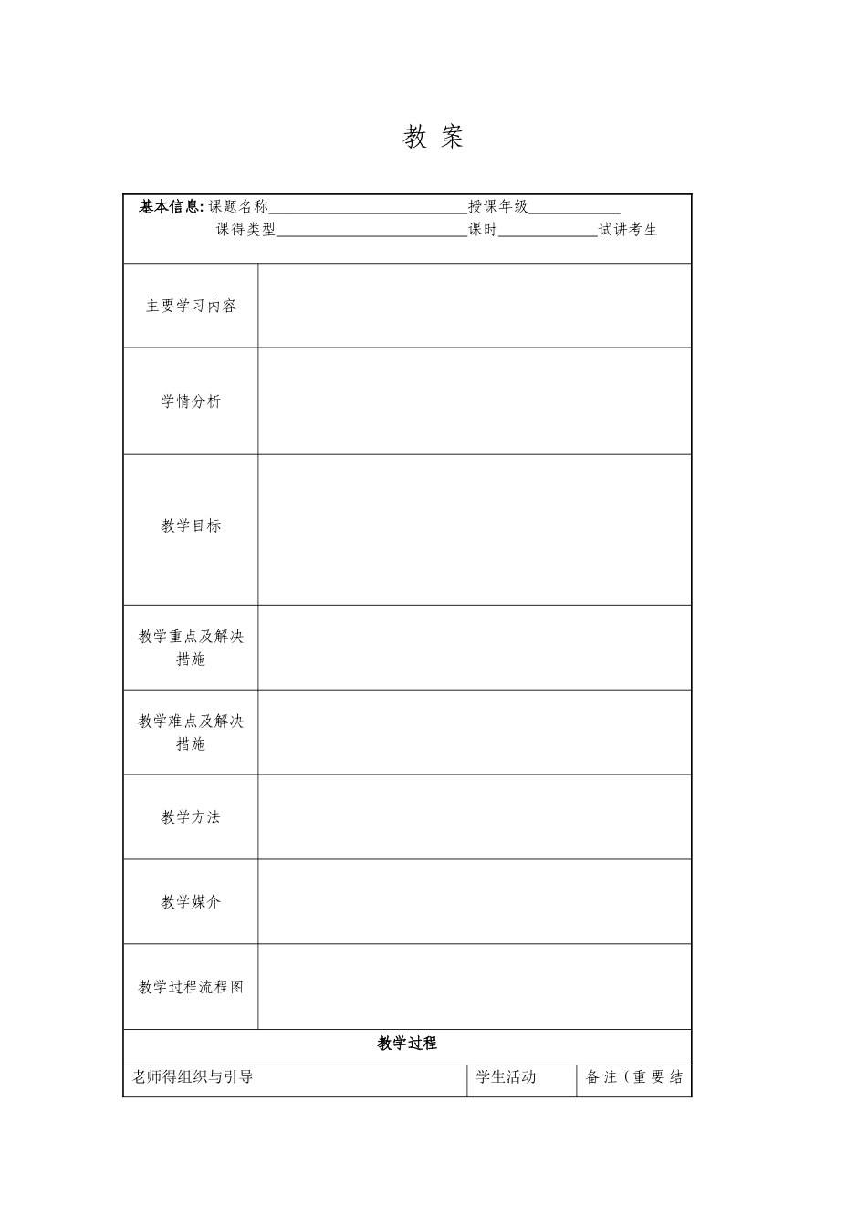 优秀教案设计模版_第1页