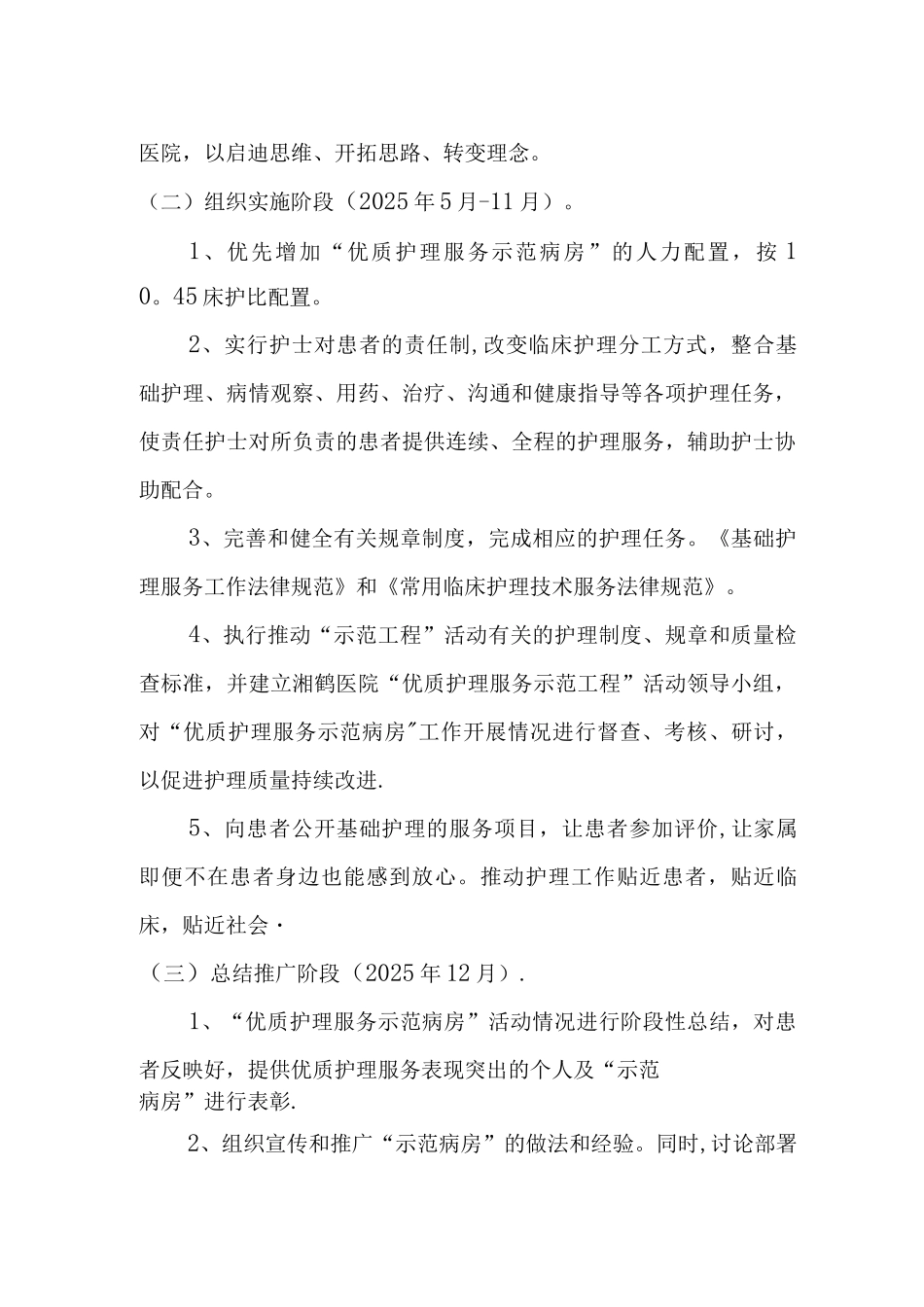 优质护理服务工作计划MicrosoftWord文档_第2页