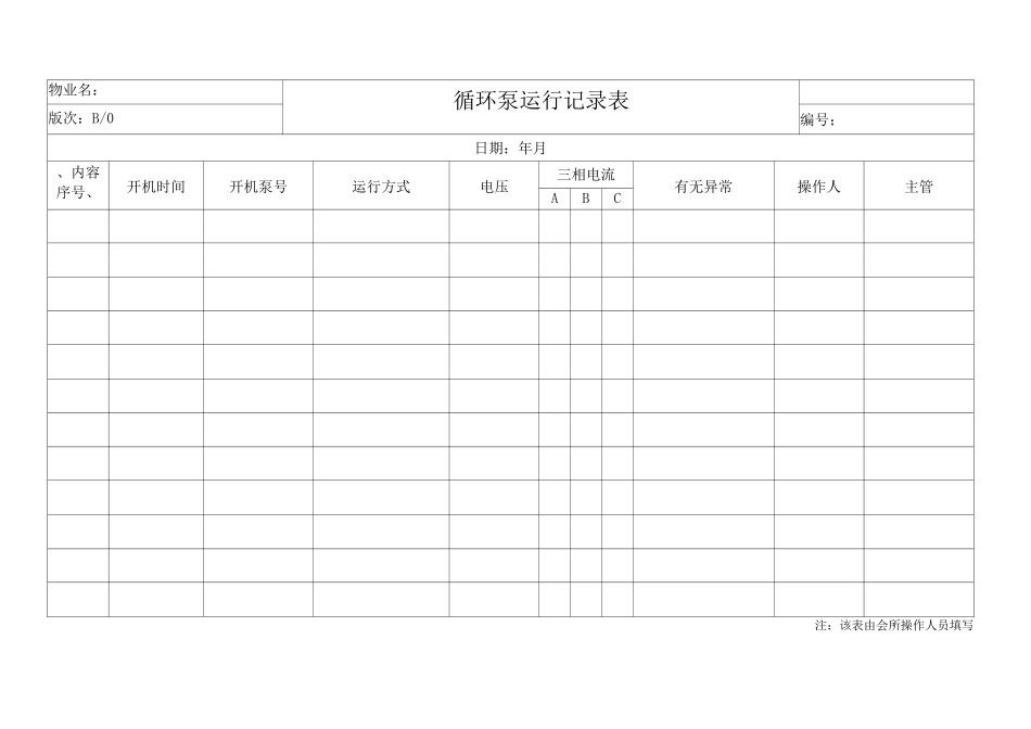 会所循环泵运行记录表_第1页