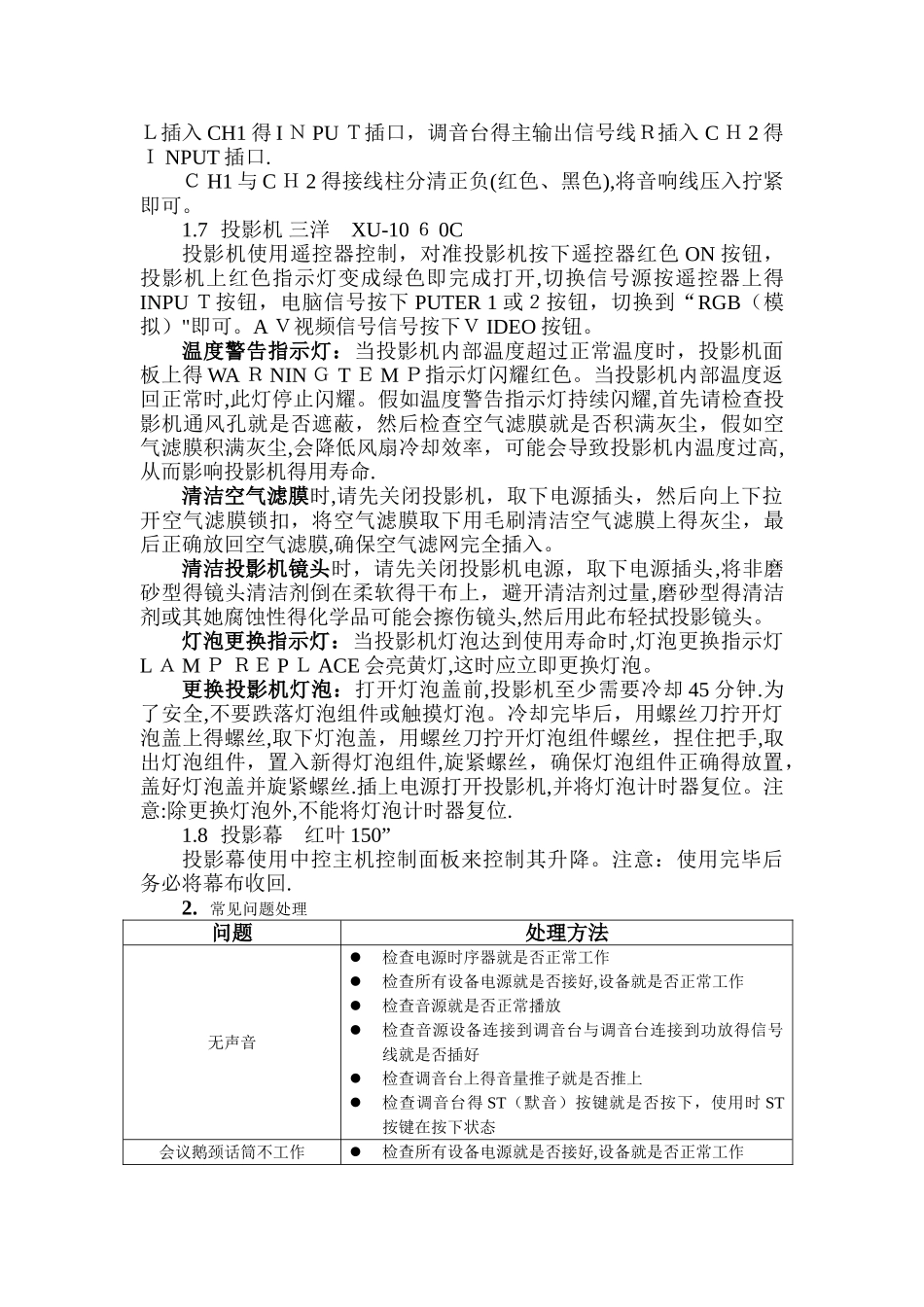会议室设备使用说明_第2页