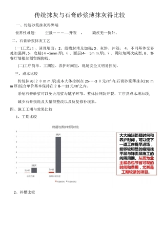 传统抹灰与石膏砂浆抹灰比较