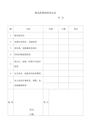 低压配电柜维修保养记录