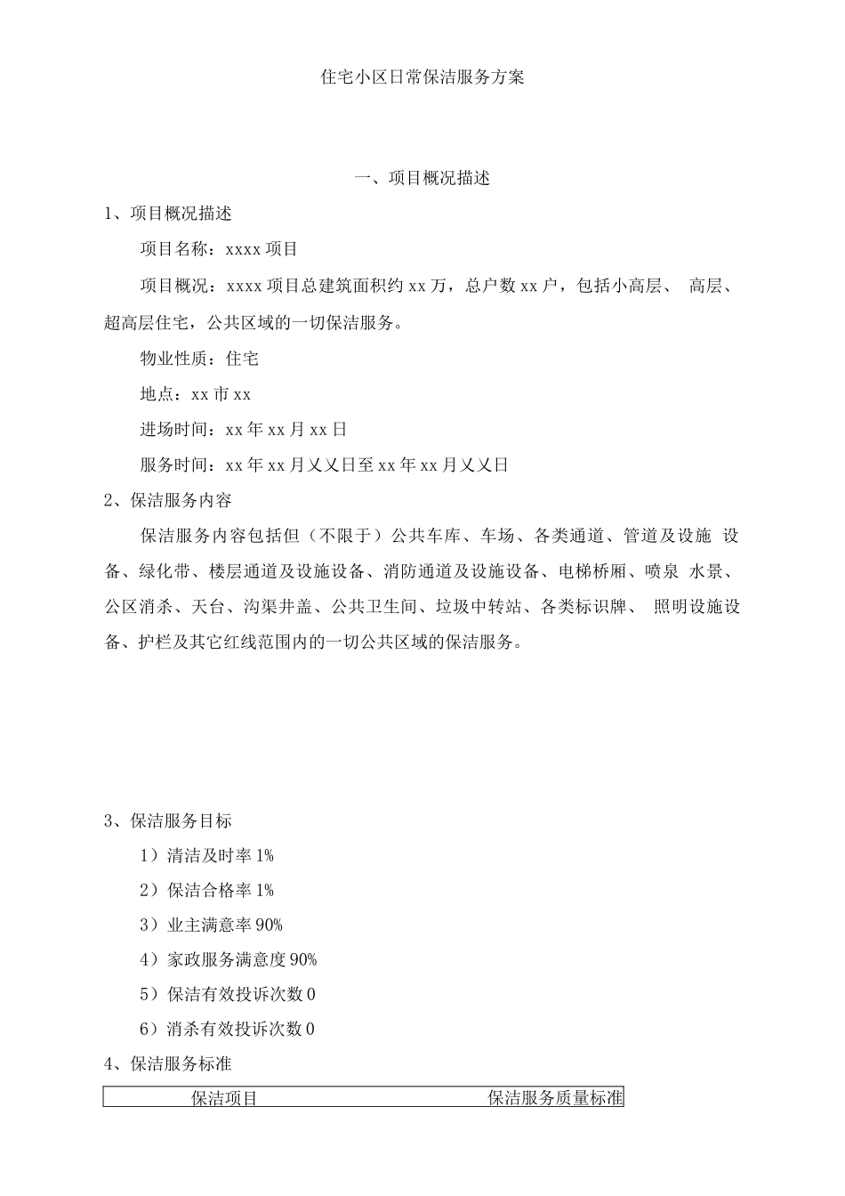 住宅小区日常保洁服务方案2_第1页
