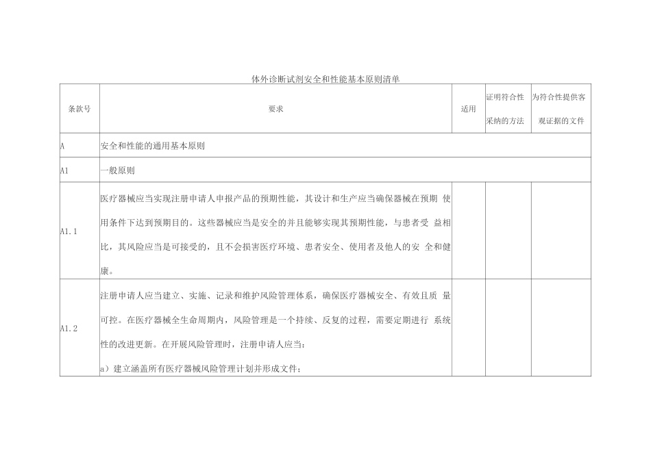 体外诊断试剂安全和性能基本原则清单_第1页