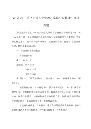 作业管理实施分层作业实施方案