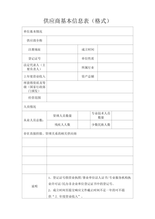 供应商基本信息表