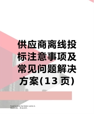 供应商离线投标注意事项及常见问题解决方案