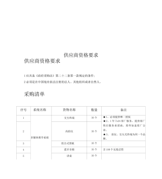 供应商资格要求