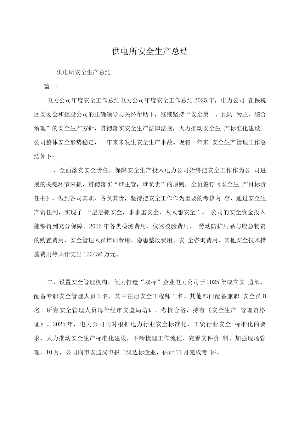 供电所安全生产总结_第1页