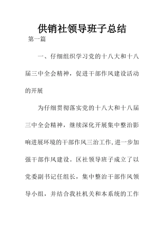 供销社领导班子总结