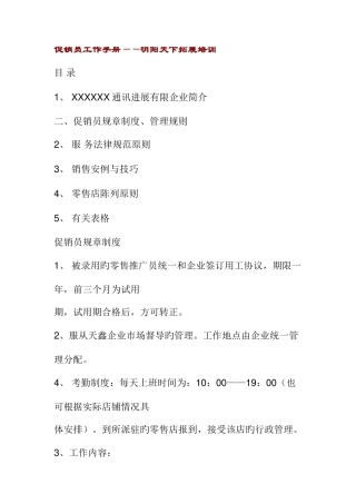 促销员工作手册