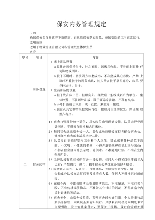 保安内务管理规定