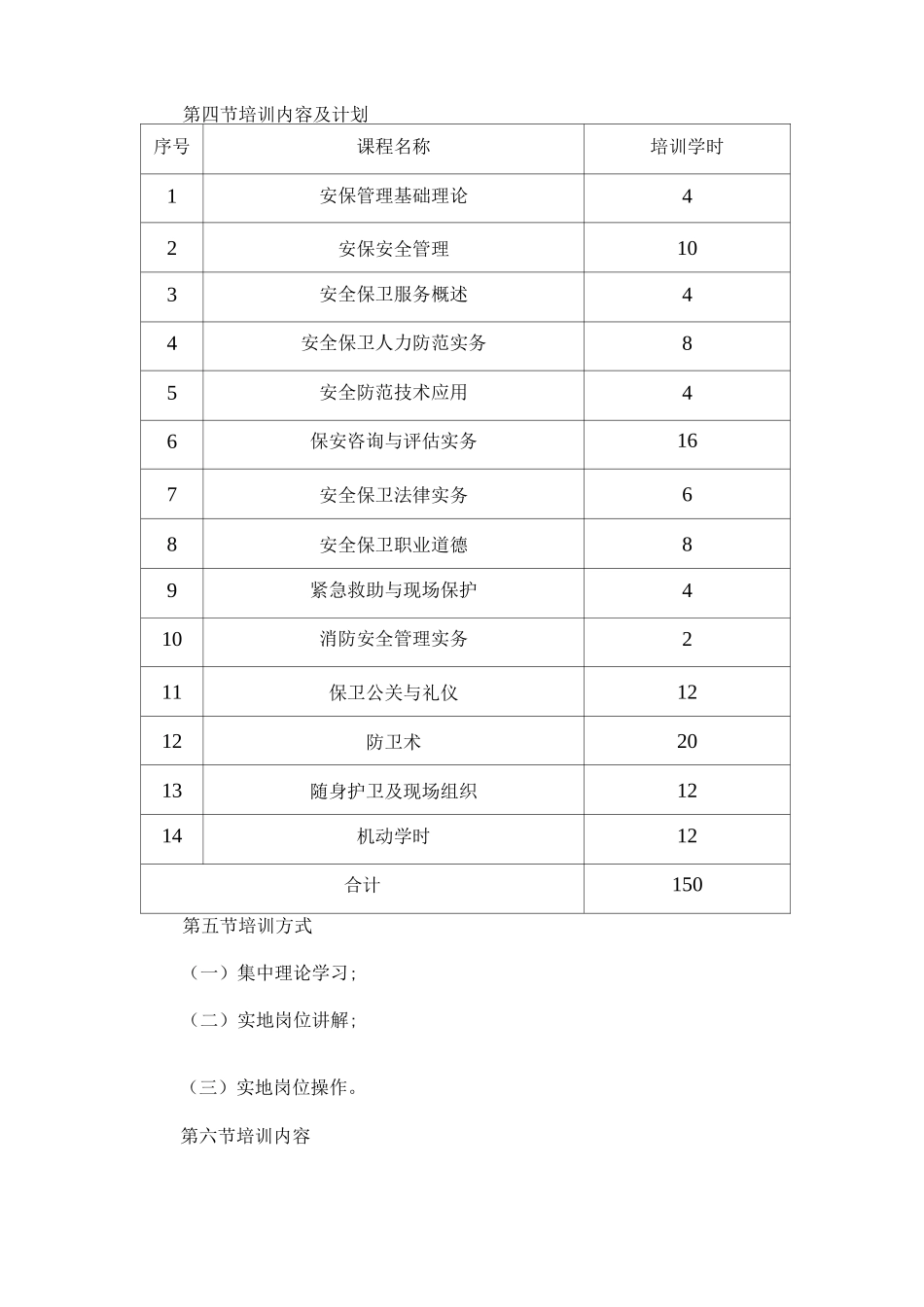保安服务人员培训方案_第2页