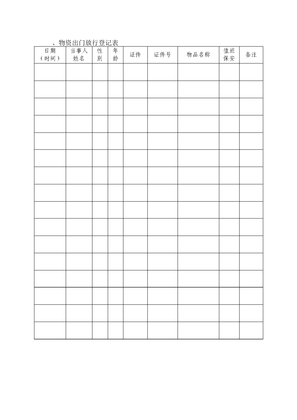 保安服务工作用表格式_第2页