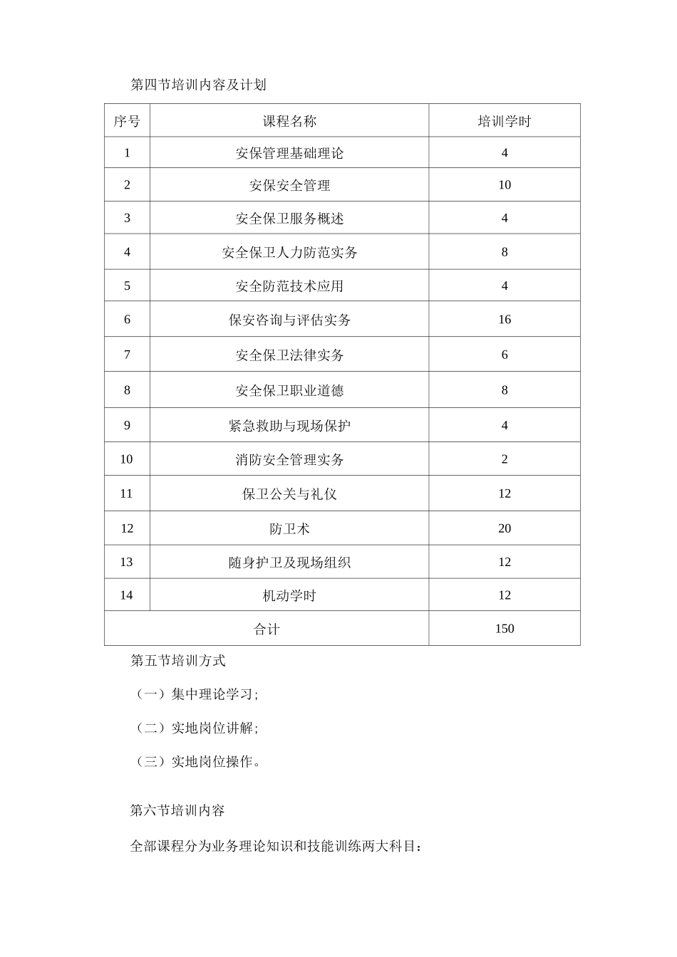 保安服务教育培训方案_第2页