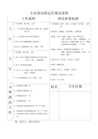 保洁区域划分及工作流程