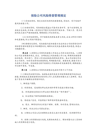 保险公司风险排查管理规定