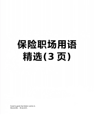保险职场用语精选