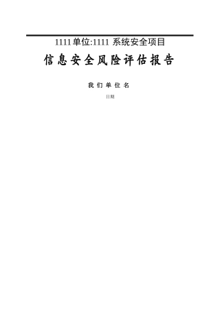 信息安全风险评估报告