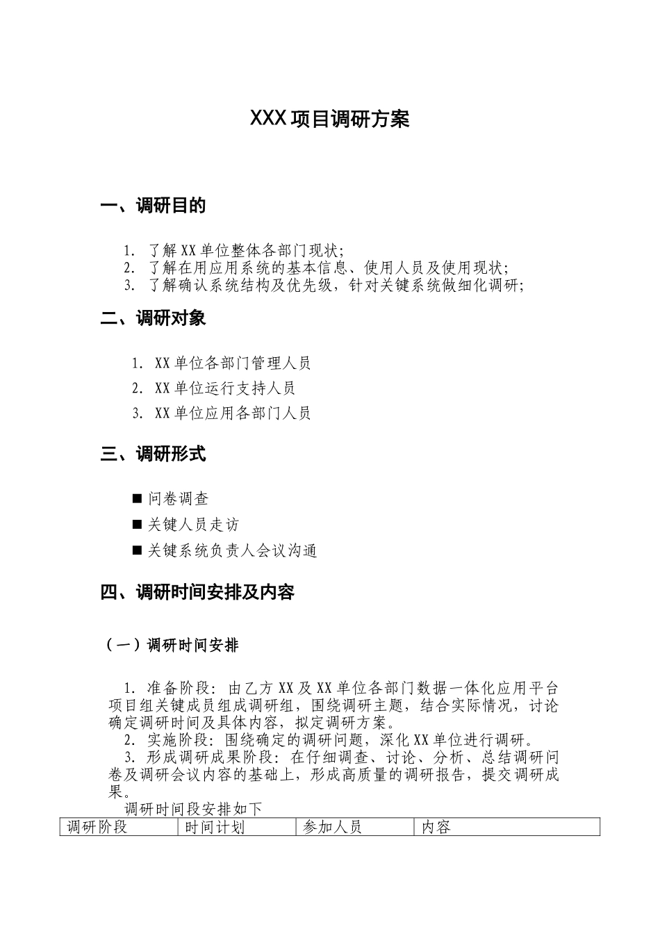 信息系统建设项目调研方案_第1页