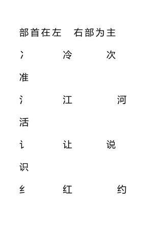 偏旁部首分类字帖