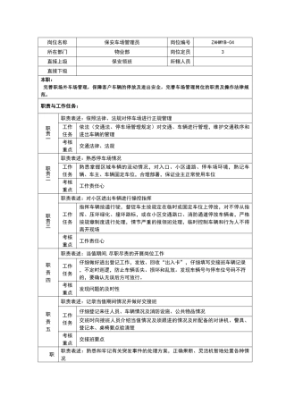 停车场保安岗位职责