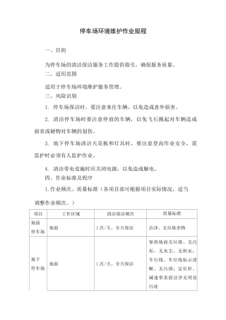 停车场环境维护作业规程