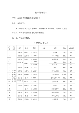 停车管理协议