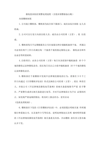 催收投诉防控预警处理流程