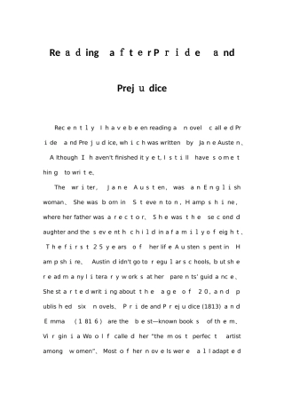 傲慢与偏见英文读后感