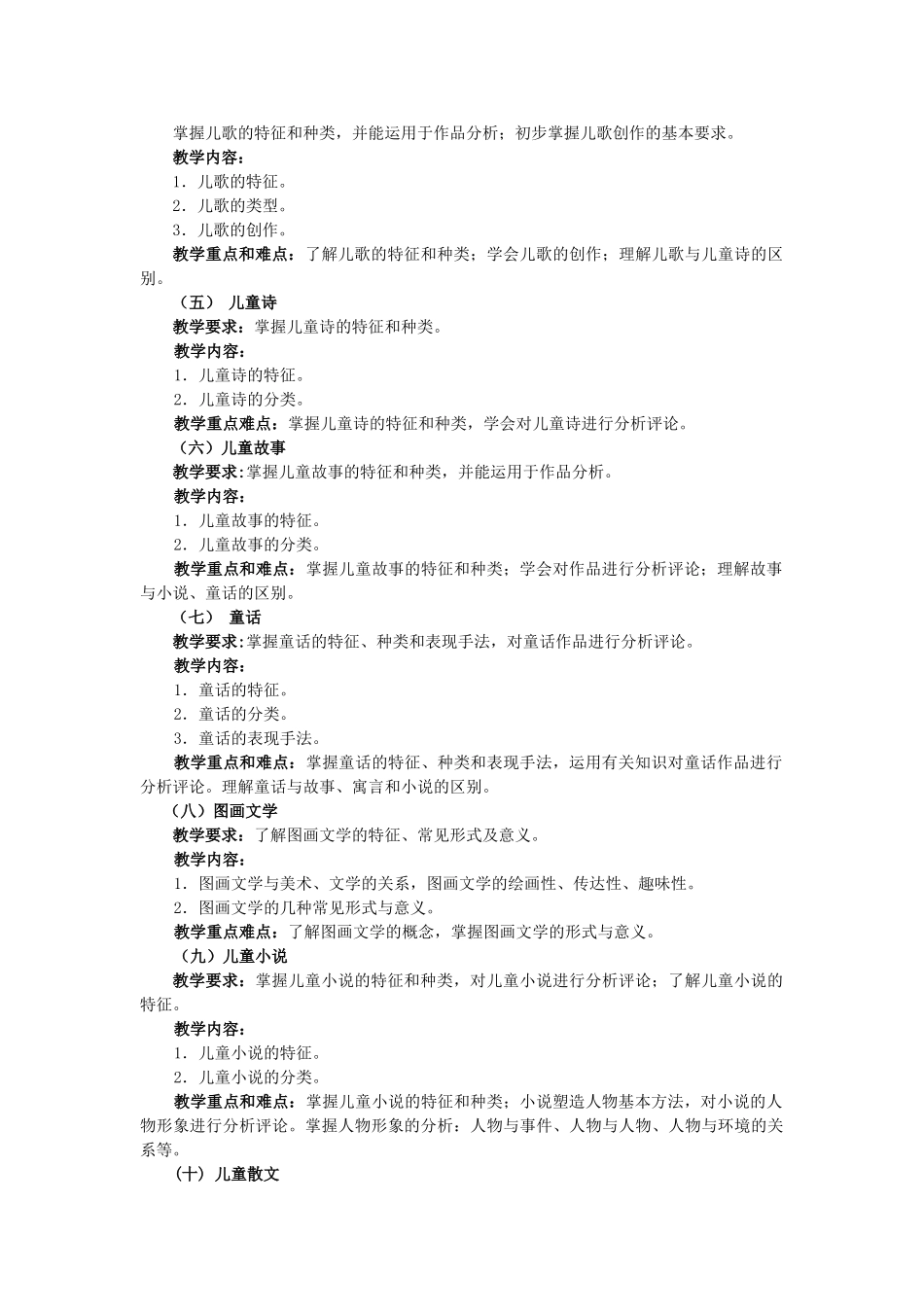 儿童文学课程教学大纲_第2页