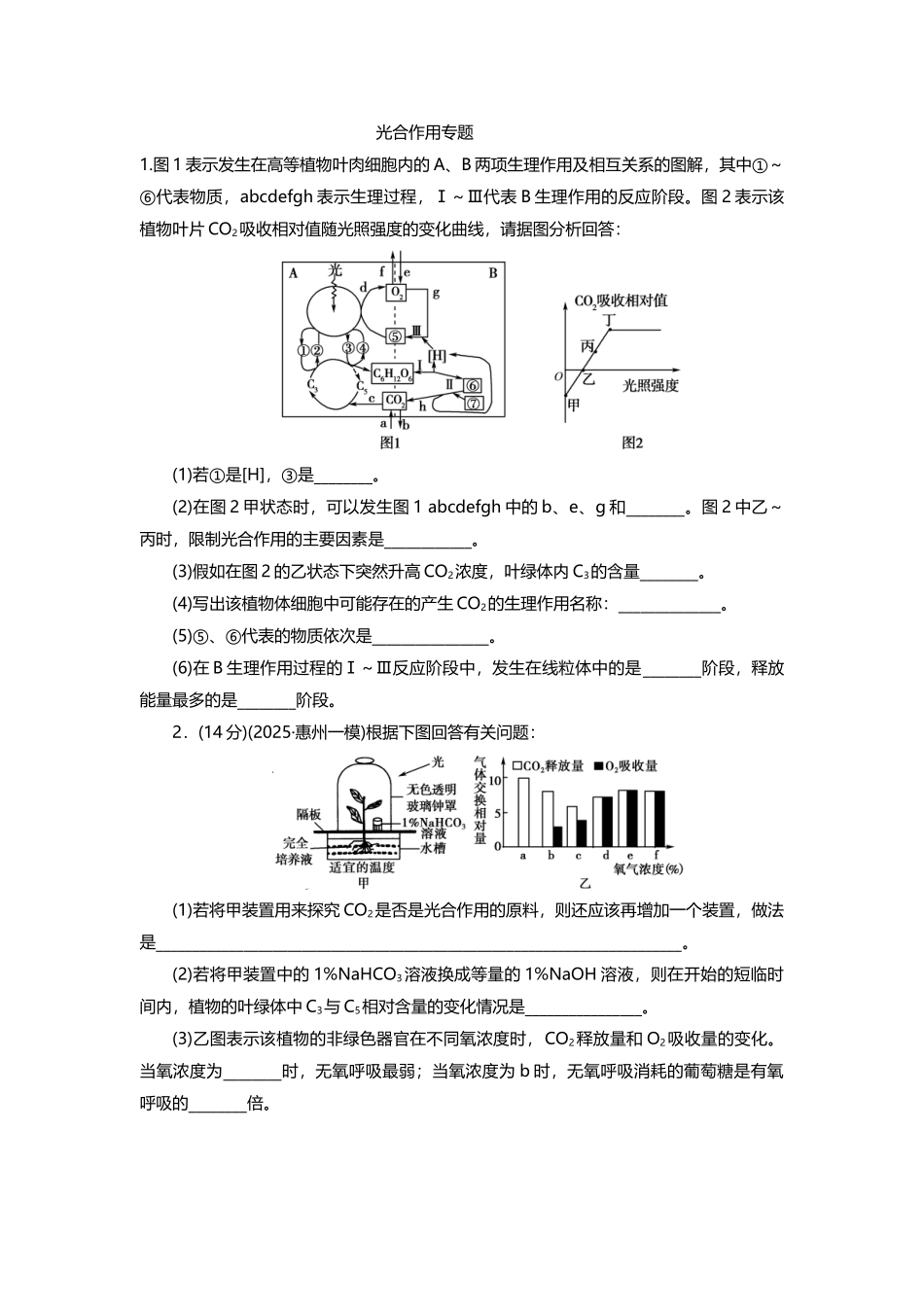 光合作用练习题_第2页