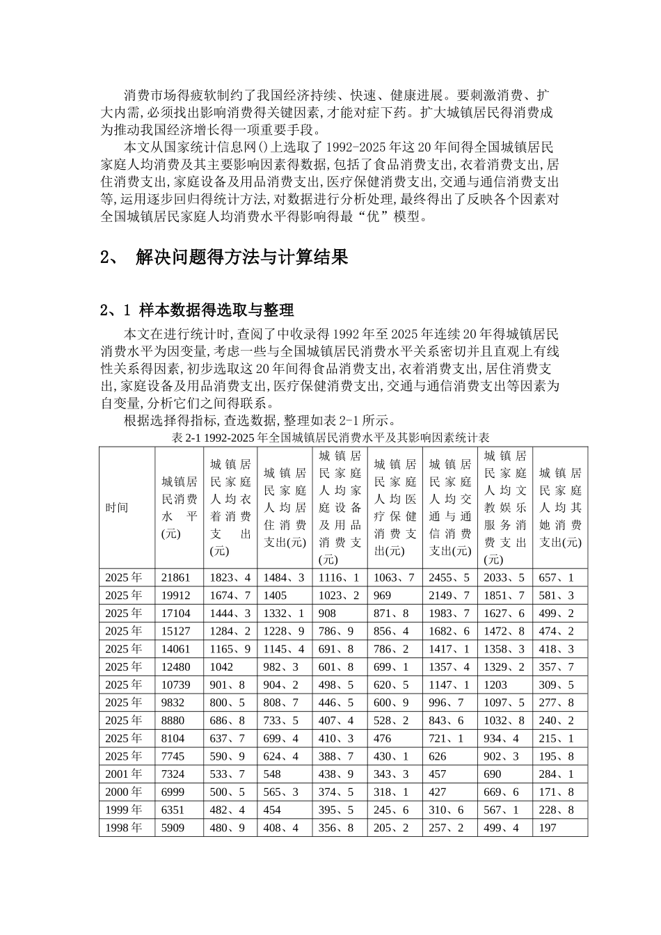 全国城镇居民消费水平的逐步回归分析_第2页
