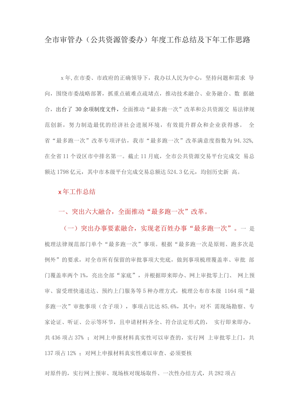 全市审管办年度工作总结及下年工作思路_第1页