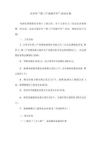 全市年“第三产业提升年”活动方案