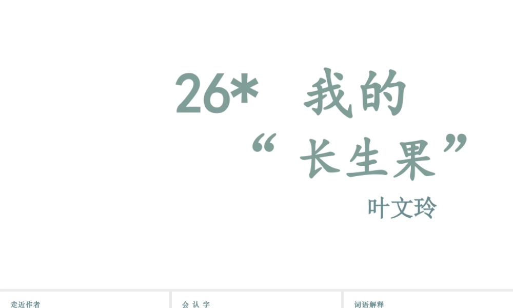 人教统编24版小学语文五年级上册第八单元26.我的“长生果”课件