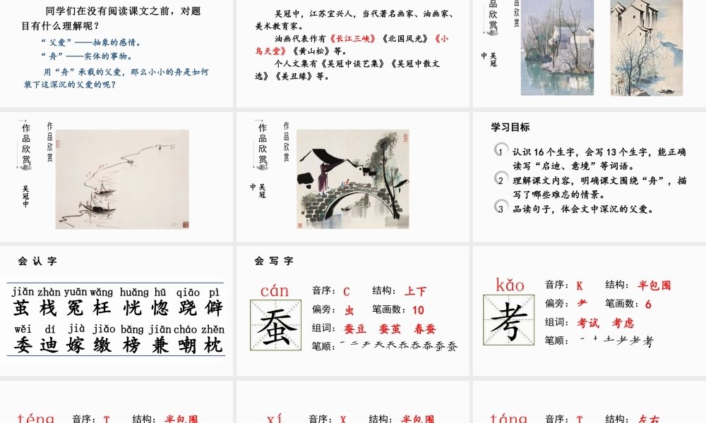 人教统编24版小学语文五年级上册第六单元19.父爱之舟课件