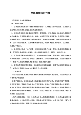 全民营销执行方案