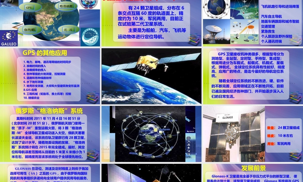 全球四大卫星定位系统专题培训课件